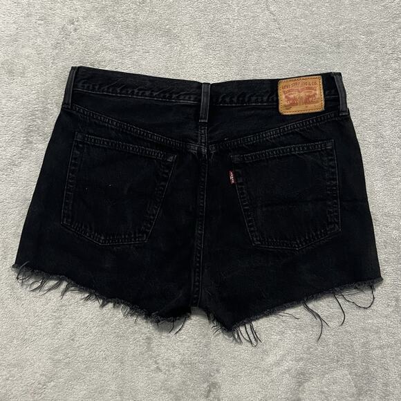 Levis 501 Shorts Womens W31 Black Denim Button Fly Cutoff Bottoms - Picture 2 of 14